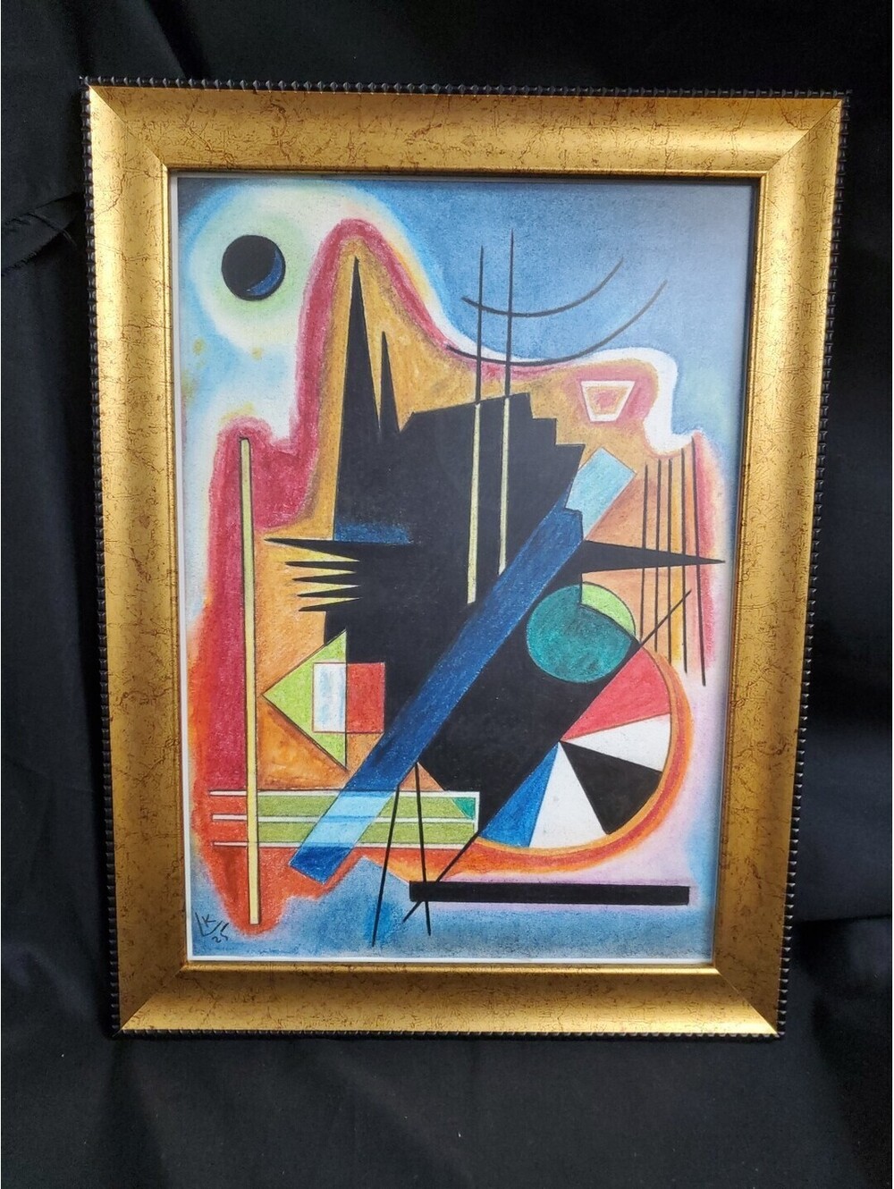 Wassily Kandinsky on paper Acquarella Handmade Painted Reproduction 13"x9" Frame